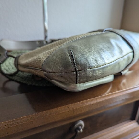 Coach L05K - 105 Legacy Straw Bag Y2K Gold Leather Shoulder Hobo - Picture 6 of 10